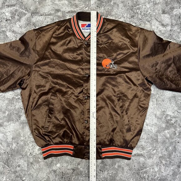Vintage Swingster Brand NFL Cleveland Browns Satin Snap Jacket - Brown - Size L - Picture 6 of 6